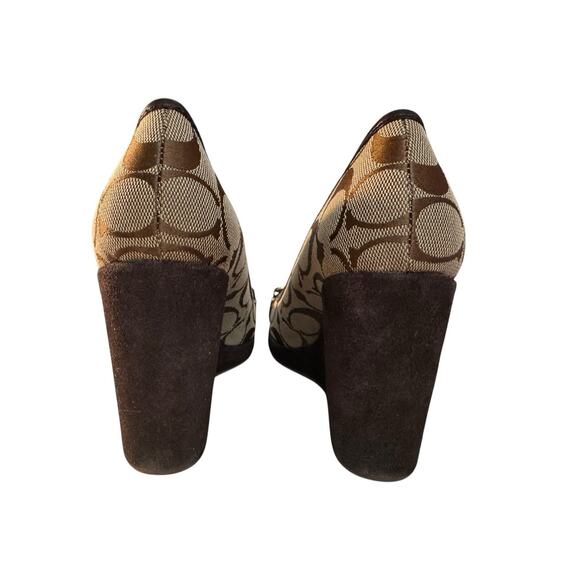 COACH Womens Size 7M Signature Brown Monogram Issy Wedge Platform Heel Shoes - Picture 6 of 11